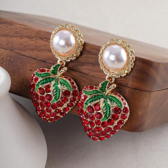 Strawberry 🍓 Statement Post Earrings, NWT - Picture 4 of 15